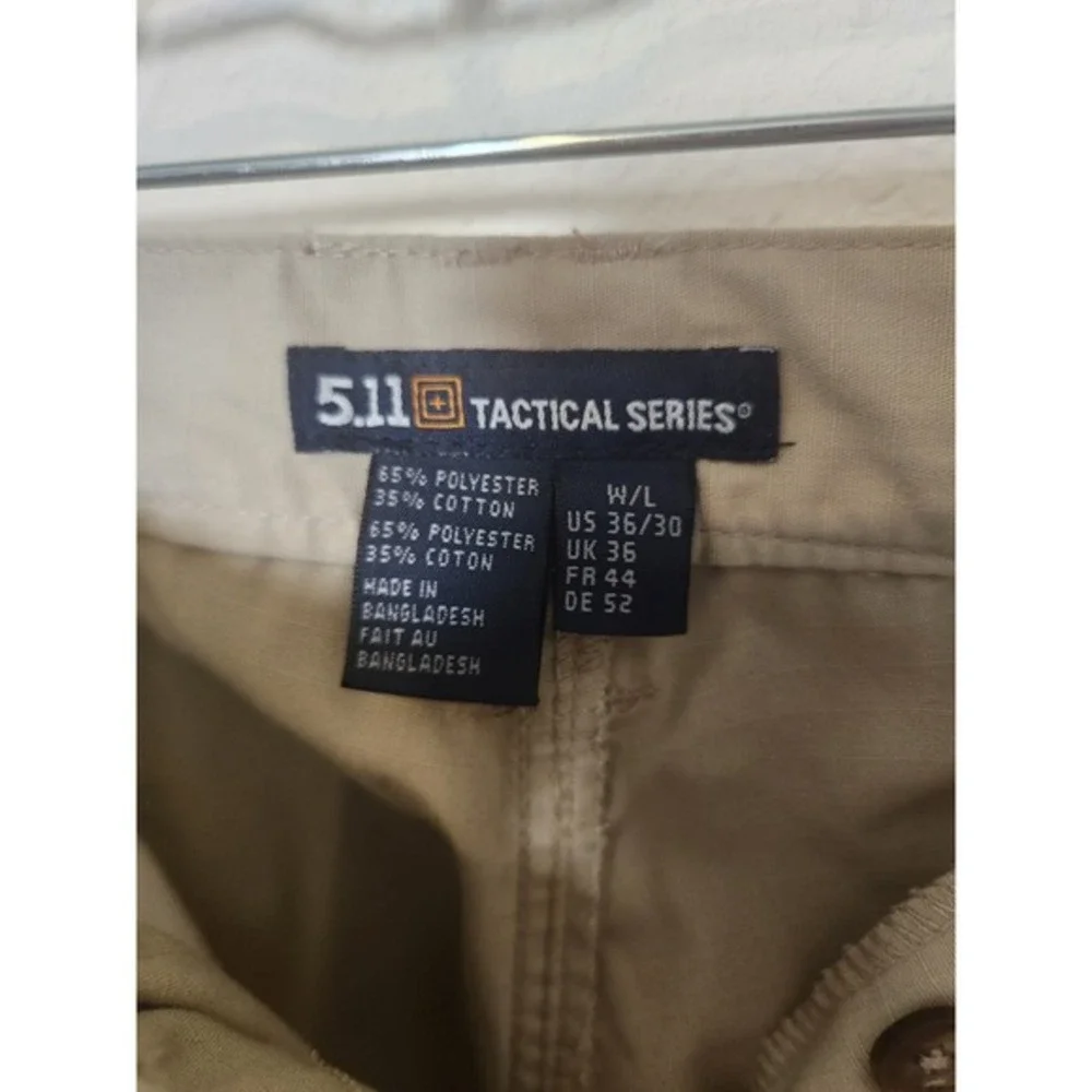 5.11 Tactical Series Cargo Military Pants Mens Khaki Elastic Waist 36x30 Pockets